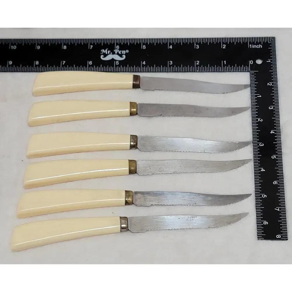 Set Of 6 Vintage Quikut Serrated Steak Knives